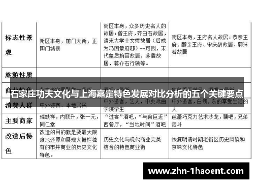 石家庄功夫文化与上海嘉定特色发展对比分析的五个关键要点